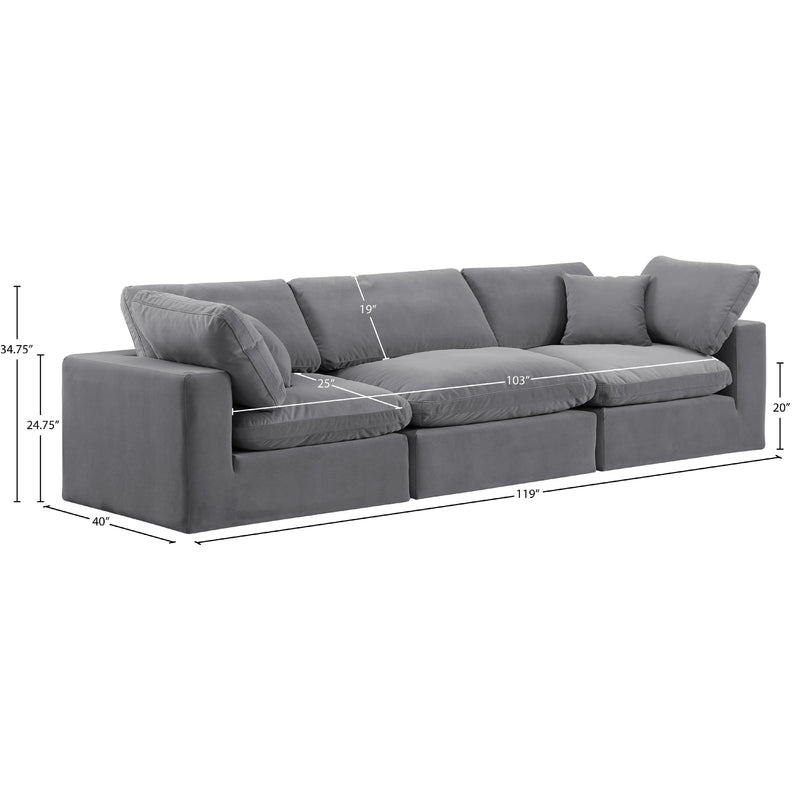 Meridian Comfy Grey Velvet Modular Sofa IMAGE 10