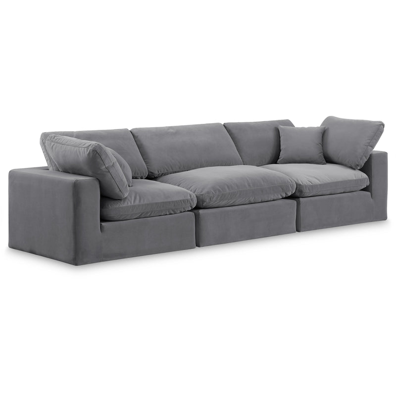 Meridian Comfy Grey Velvet Modular Sofa IMAGE 1
