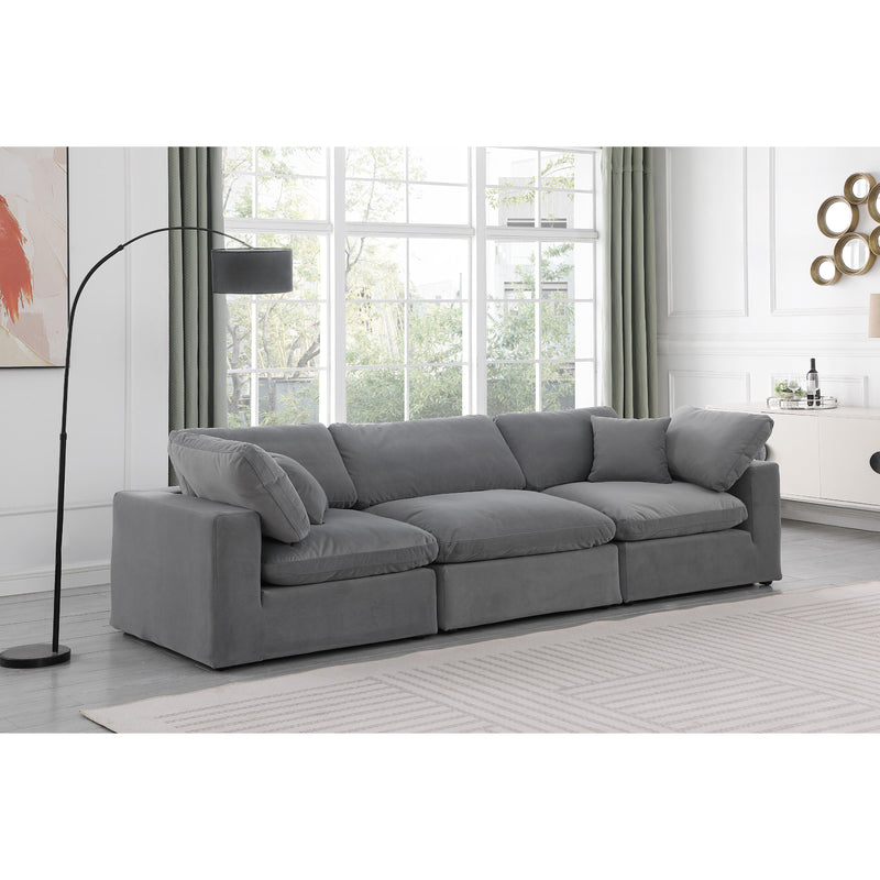 Meridian Comfy Grey Velvet Modular Sofa IMAGE 2
