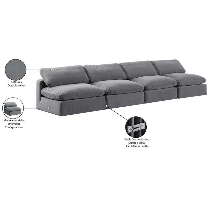 Meridian Comfy Grey Velvet Modular Sofa IMAGE 10