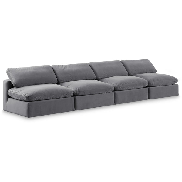 Meridian Comfy Grey Velvet Modular Sofa IMAGE 1