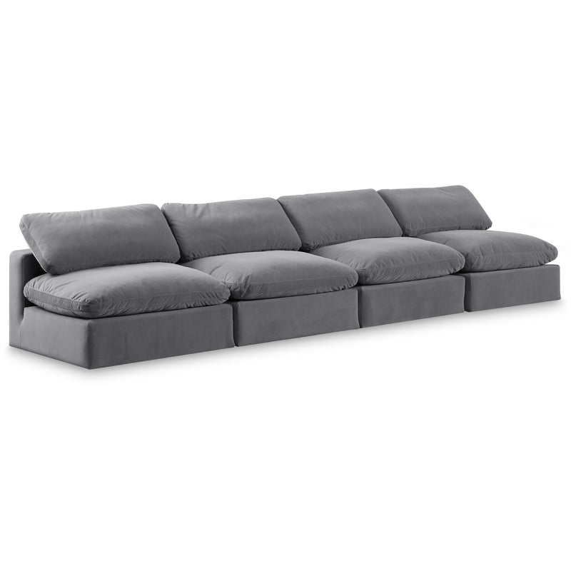 Meridian Comfy Grey Velvet Modular Sofa IMAGE 1