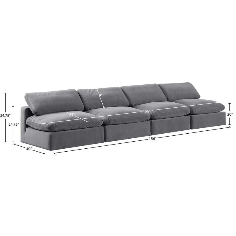 Meridian Comfy Grey Velvet Modular Sofa IMAGE 9