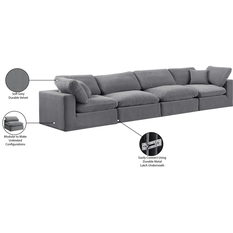 Meridian Comfy Grey Velvet Modular Sofa IMAGE 11