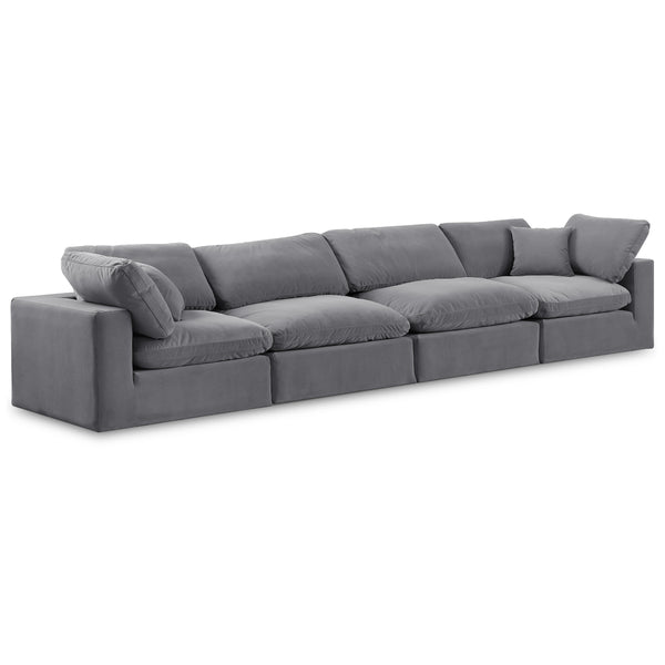 Meridian Comfy Grey Velvet Modular Sofa IMAGE 1