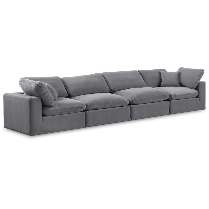 Meridian Comfy Grey Velvet Modular Sofa IMAGE 1