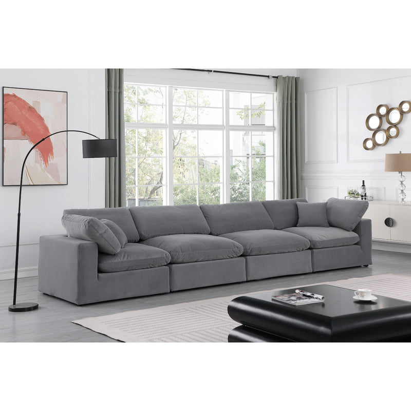 Meridian Comfy Grey Velvet Modular Sofa IMAGE 2