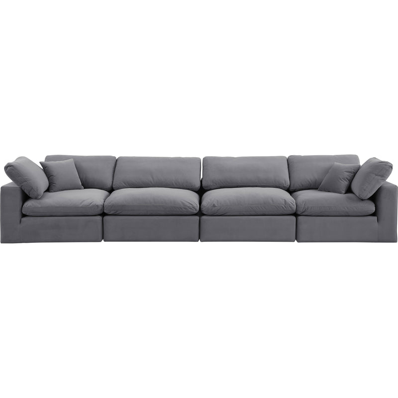 Meridian Comfy Grey Velvet Modular Sofa IMAGE 4