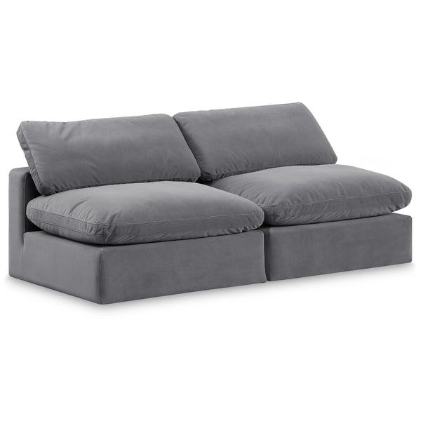 Meridian Comfy Grey Velvet Modular Sofa IMAGE 1