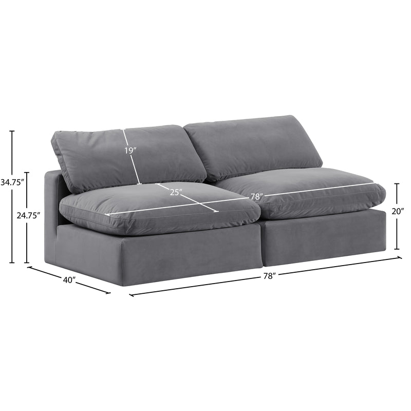 Meridian Comfy Grey Velvet Modular Sofa IMAGE 9
