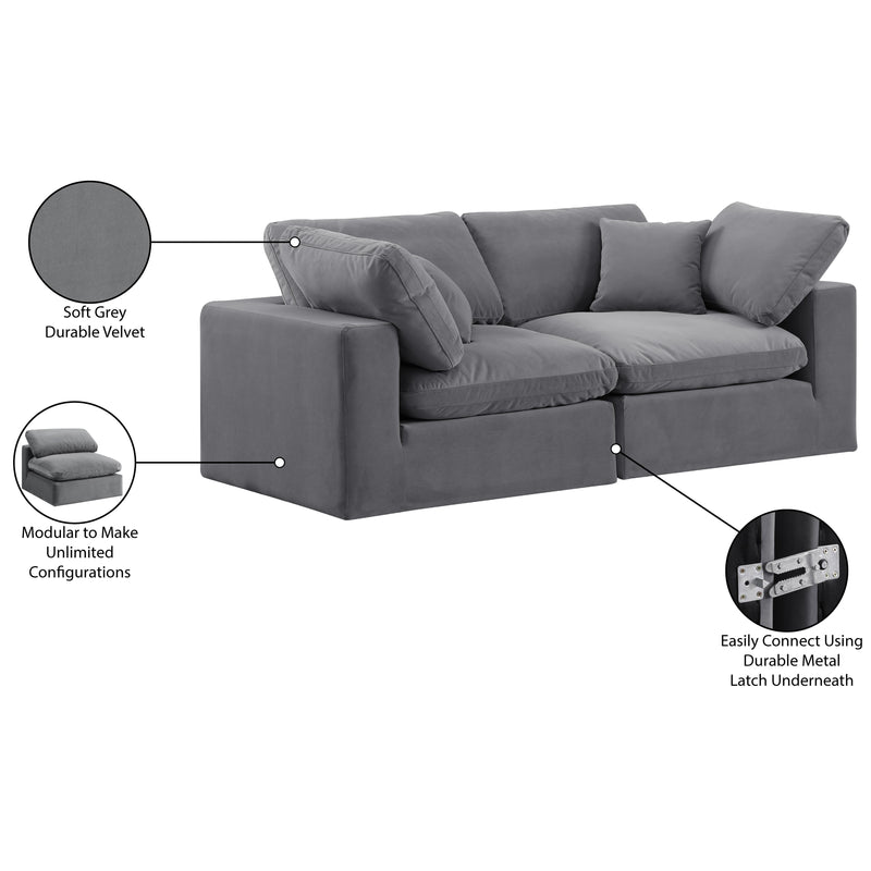 Meridian Comfy Grey Velvet Modular Sofa IMAGE 11
