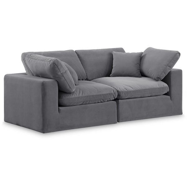 Meridian Comfy Grey Velvet Modular Sofa IMAGE 1
