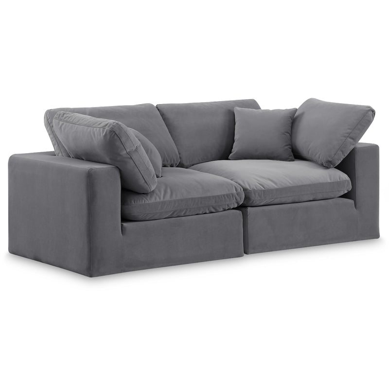 Meridian Comfy Grey Velvet Modular Sofa IMAGE 1