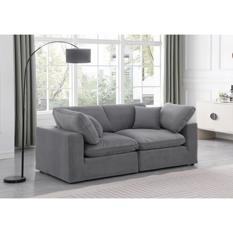 Meridian Comfy Grey Velvet Modular Sofa IMAGE 2