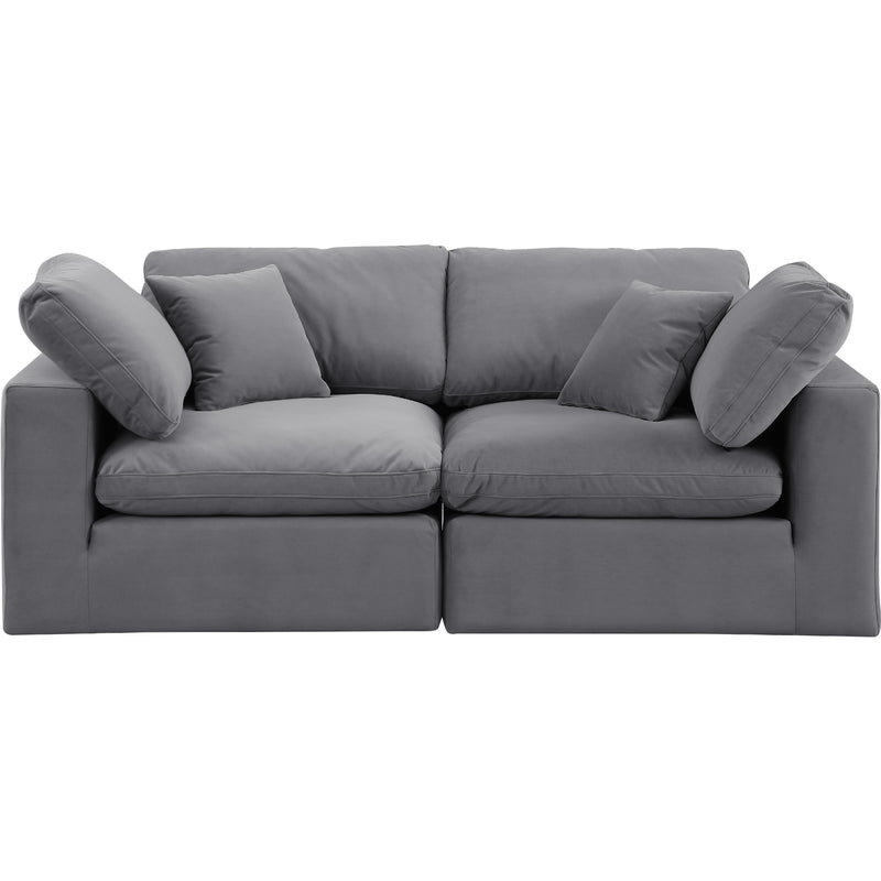Meridian Comfy Grey Velvet Modular Sofa IMAGE 4