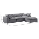 Meridian Comfy Grey Velvet Modular Sectional IMAGE 15
