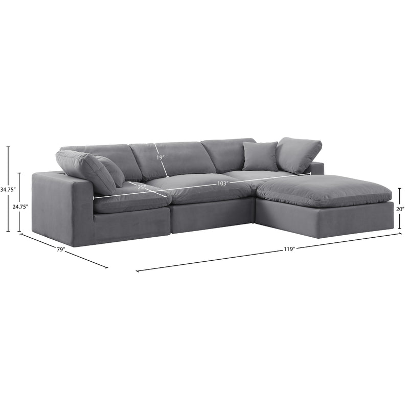 Meridian Comfy Grey Velvet Modular Sectional IMAGE 15