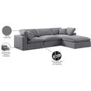 Meridian Comfy Grey Velvet Modular Sectional IMAGE 16
