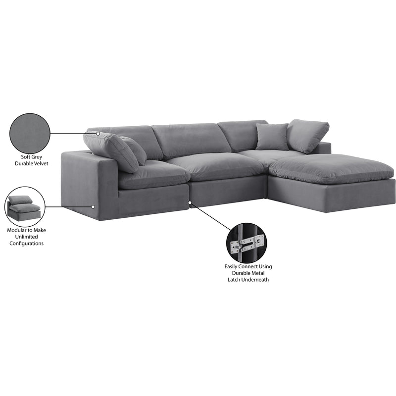 Meridian Comfy Grey Velvet Modular Sectional IMAGE 16
