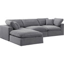 Meridian Comfy Grey Velvet Modular Sectional IMAGE 2
