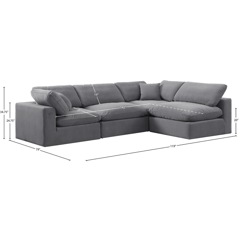 Meridian Comfy Grey Velvet Modular Sectional IMAGE 15