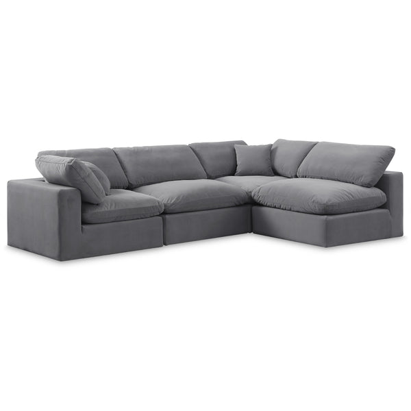 Meridian Comfy Grey Velvet Modular Sectional IMAGE 1