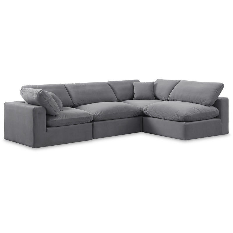 Meridian Comfy Grey Velvet Modular Sectional IMAGE 1