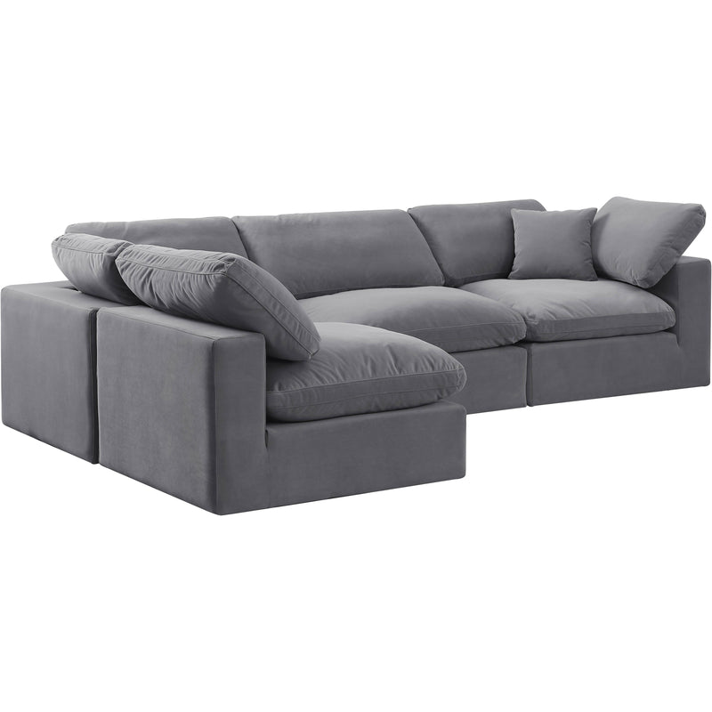 Meridian Comfy Grey Velvet Modular Sectional IMAGE 2