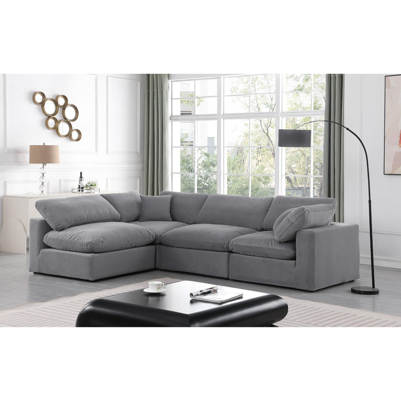 Meridian Comfy Grey Velvet Modular Sectional IMAGE 3