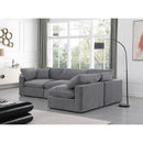 Meridian Comfy Grey Velvet Modular Sectional IMAGE 4