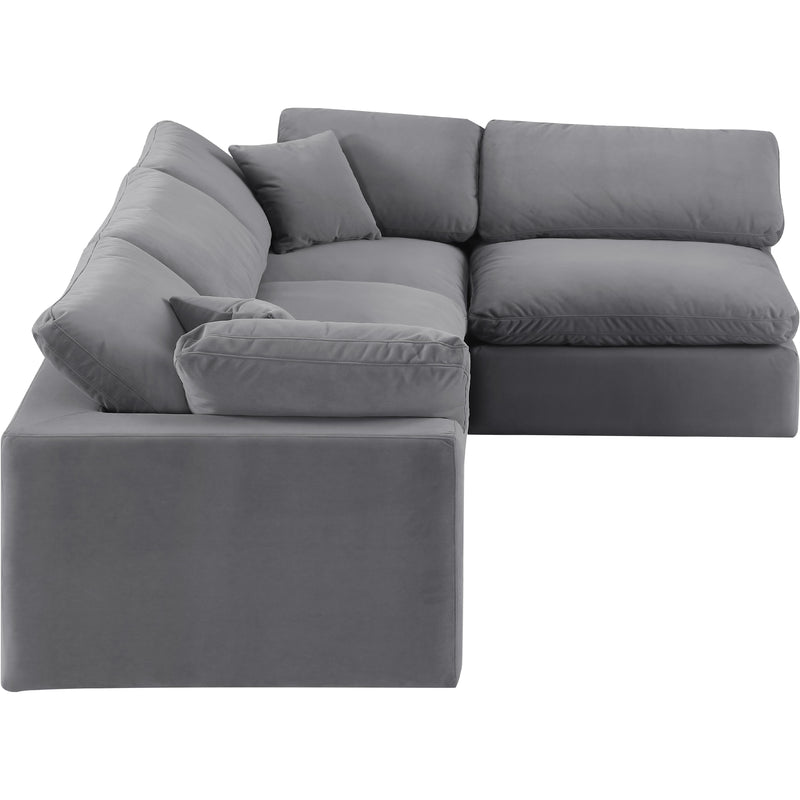 Meridian Comfy Grey Velvet Modular Sectional IMAGE 7