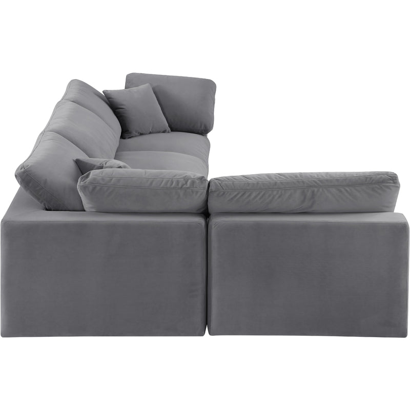 Meridian Comfy Grey Velvet Modular Sectional IMAGE 8