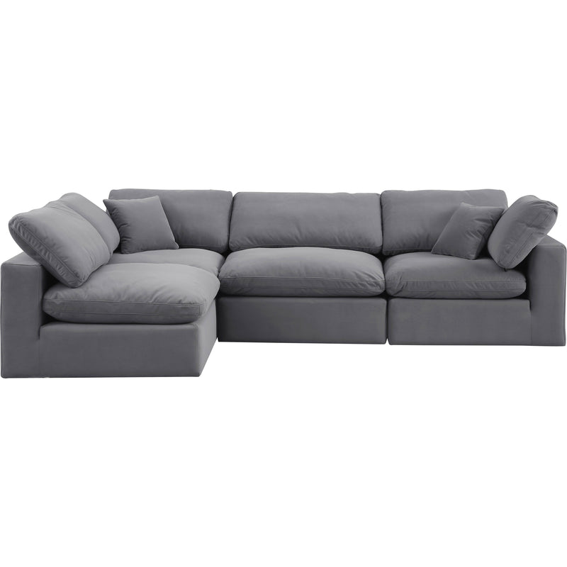 Meridian Comfy Grey Velvet Modular Sectional IMAGE 9