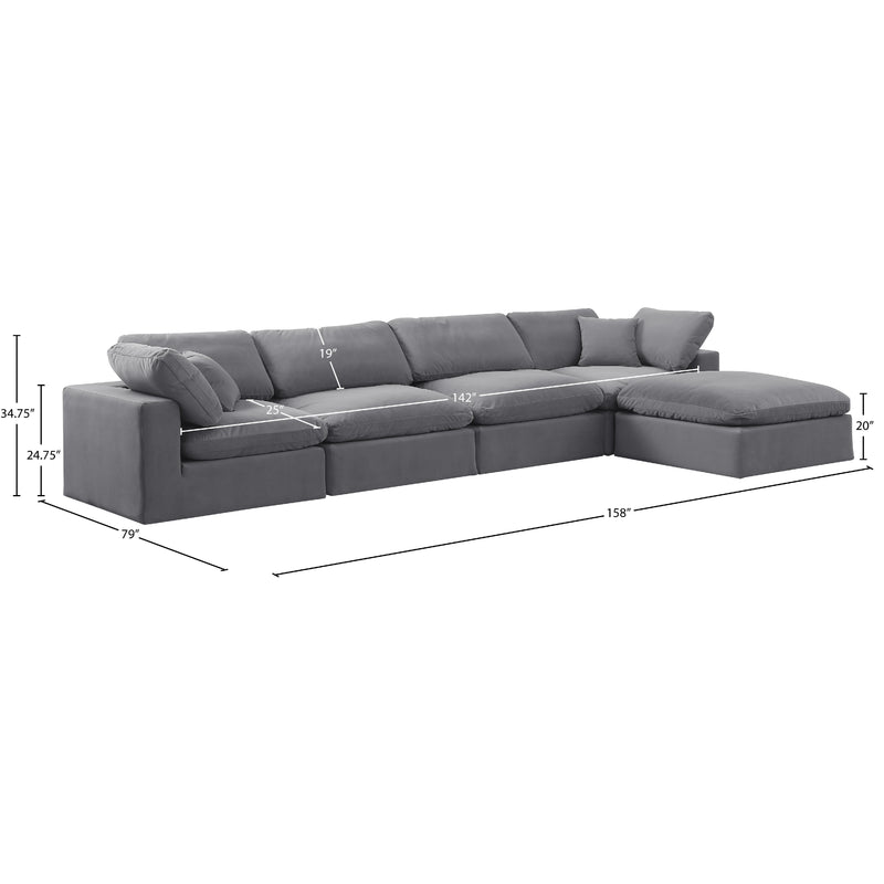 Meridian Comfy Grey Velvet Modular Sectional IMAGE 15