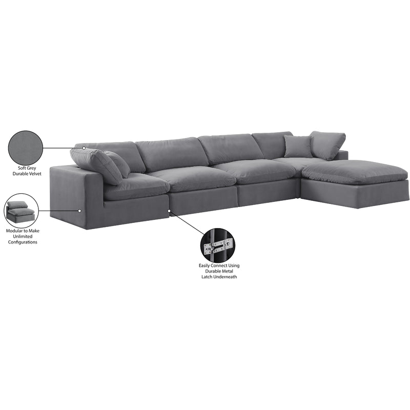 Meridian Comfy Grey Velvet Modular Sectional IMAGE 16