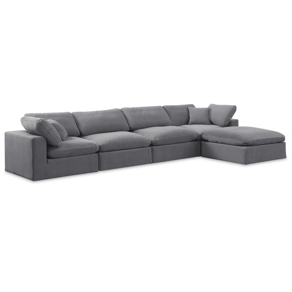 Meridian Comfy Grey Velvet Modular Sectional IMAGE 1