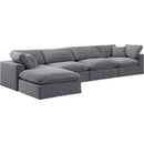 Meridian Comfy Grey Velvet Modular Sectional IMAGE 2