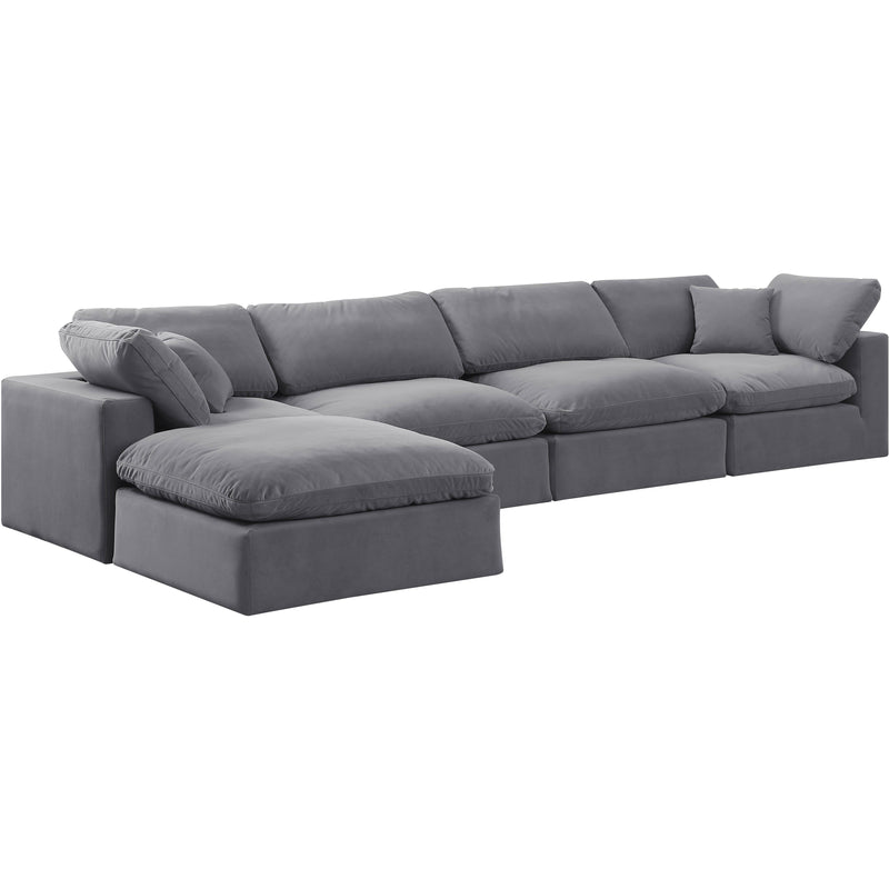 Meridian Comfy Grey Velvet Modular Sectional IMAGE 2