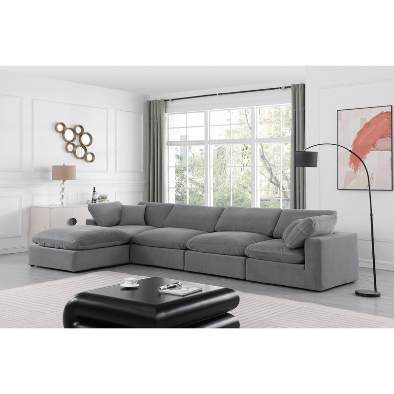 Meridian Comfy Grey Velvet Modular Sectional IMAGE 3