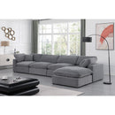 Meridian Comfy Grey Velvet Modular Sectional IMAGE 4