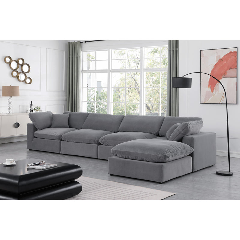 Meridian Comfy Grey Velvet Modular Sectional IMAGE 4
