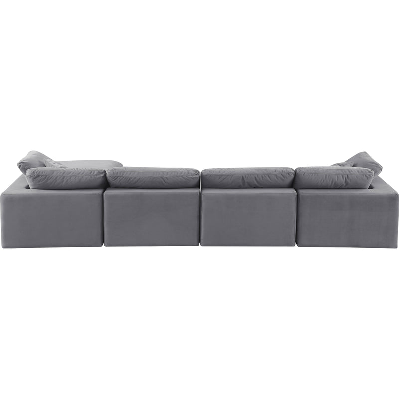 Meridian Comfy Grey Velvet Modular Sectional IMAGE 5