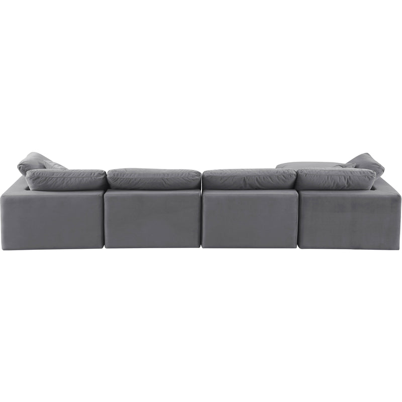 Meridian Comfy Grey Velvet Modular Sectional IMAGE 6