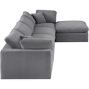 Meridian Comfy Grey Velvet Modular Sectional IMAGE 7