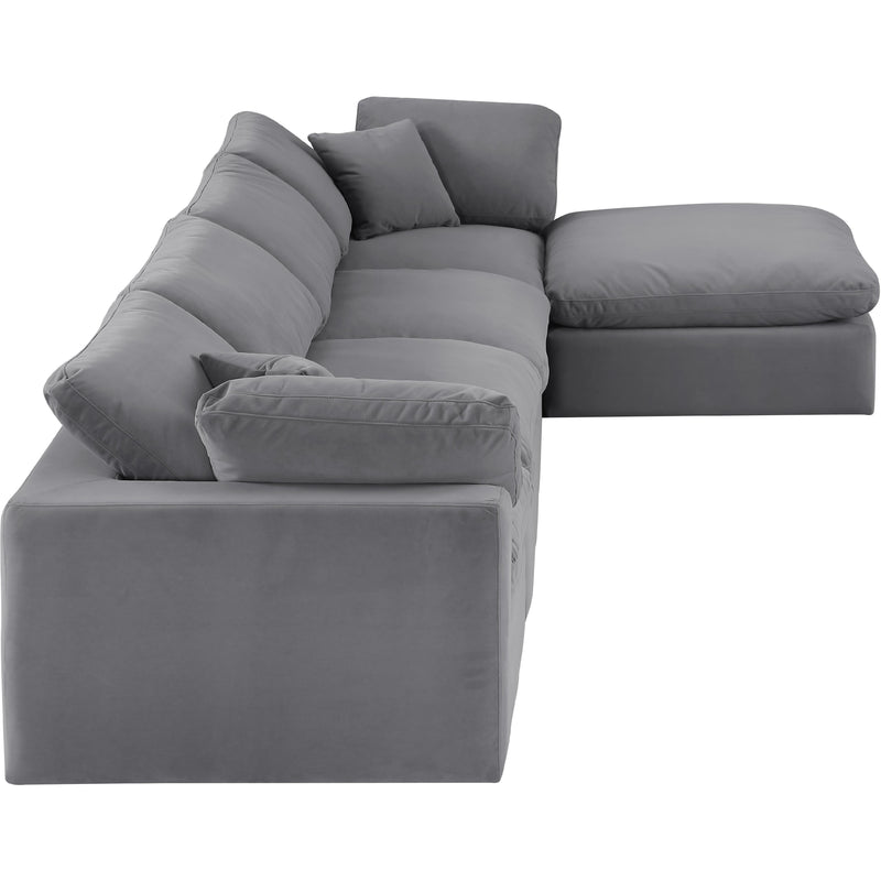 Meridian Comfy Grey Velvet Modular Sectional IMAGE 7
