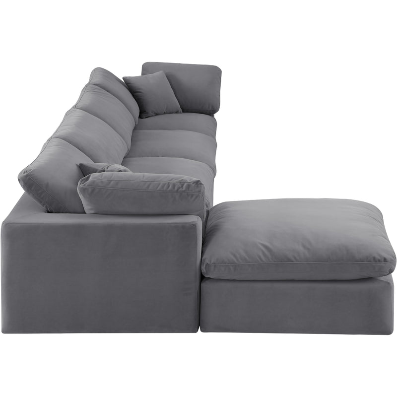 Meridian Comfy Grey Velvet Modular Sectional IMAGE 8