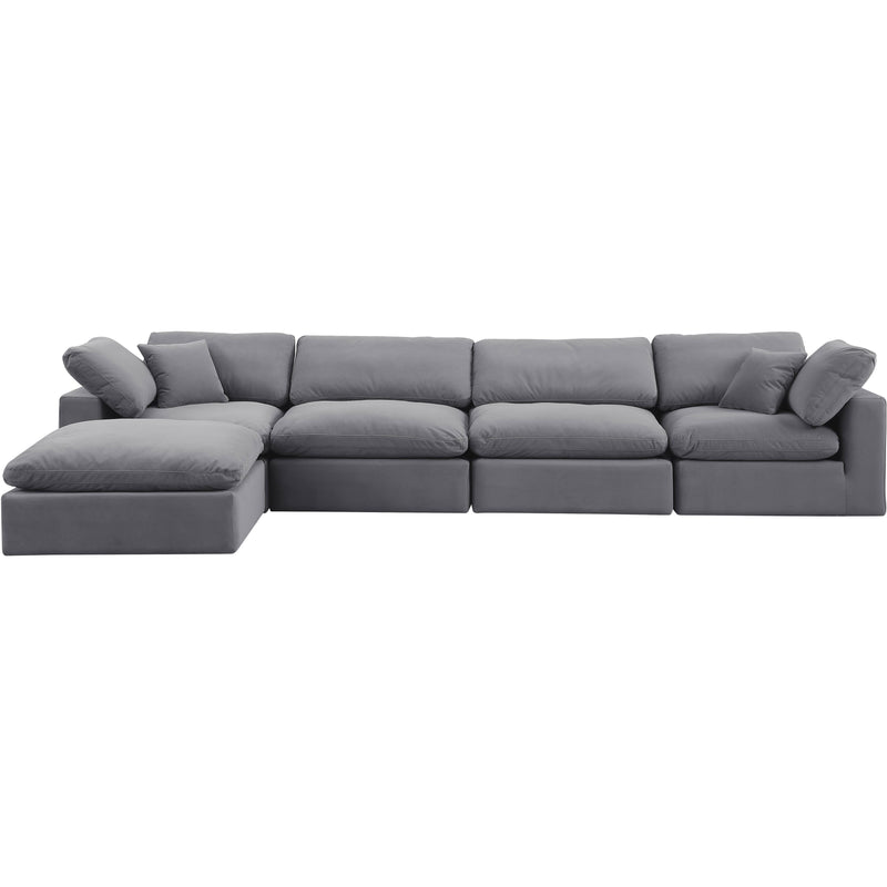 Meridian Comfy Grey Velvet Modular Sectional IMAGE 9