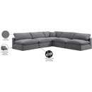 Meridian Comfy Grey Velvet Modular Sectional IMAGE 11