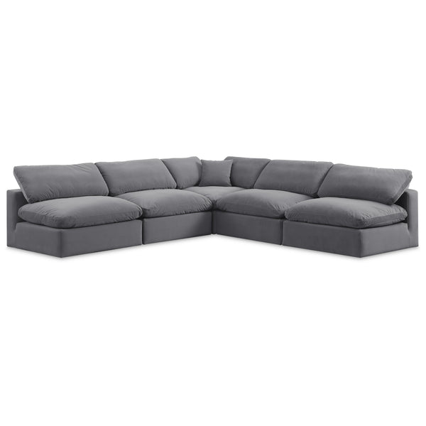 Meridian Comfy Grey Velvet Modular Sectional IMAGE 1