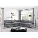 Meridian Comfy Grey Velvet Modular Sectional IMAGE 2
